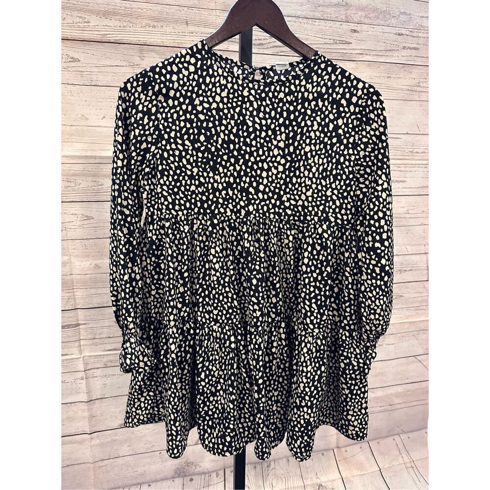 SHEIN Girls Black & White Polka Dot Long Sleeve Preppy Dress Size 11-12 years